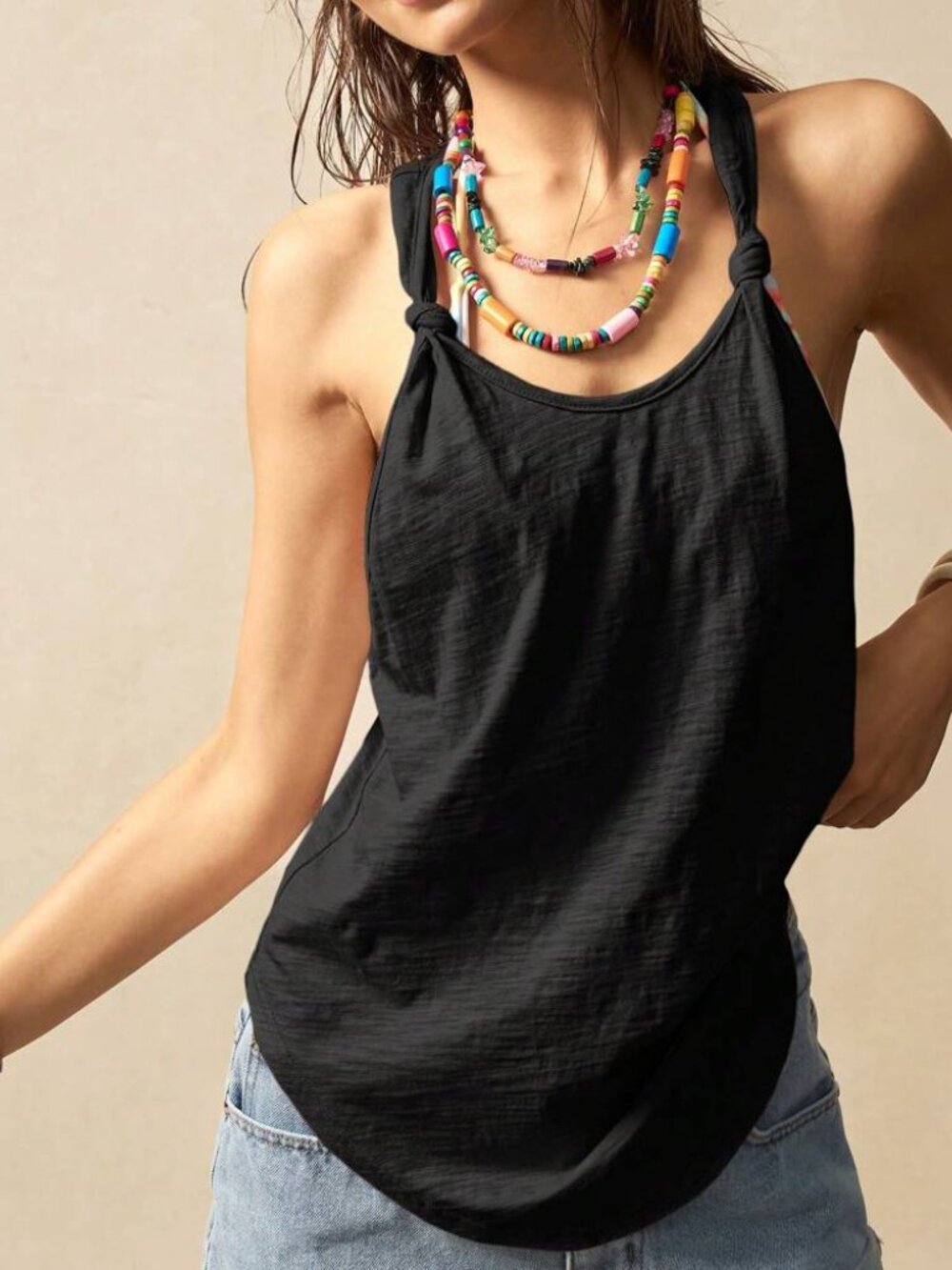 Bohomela knotted tank top racerback
